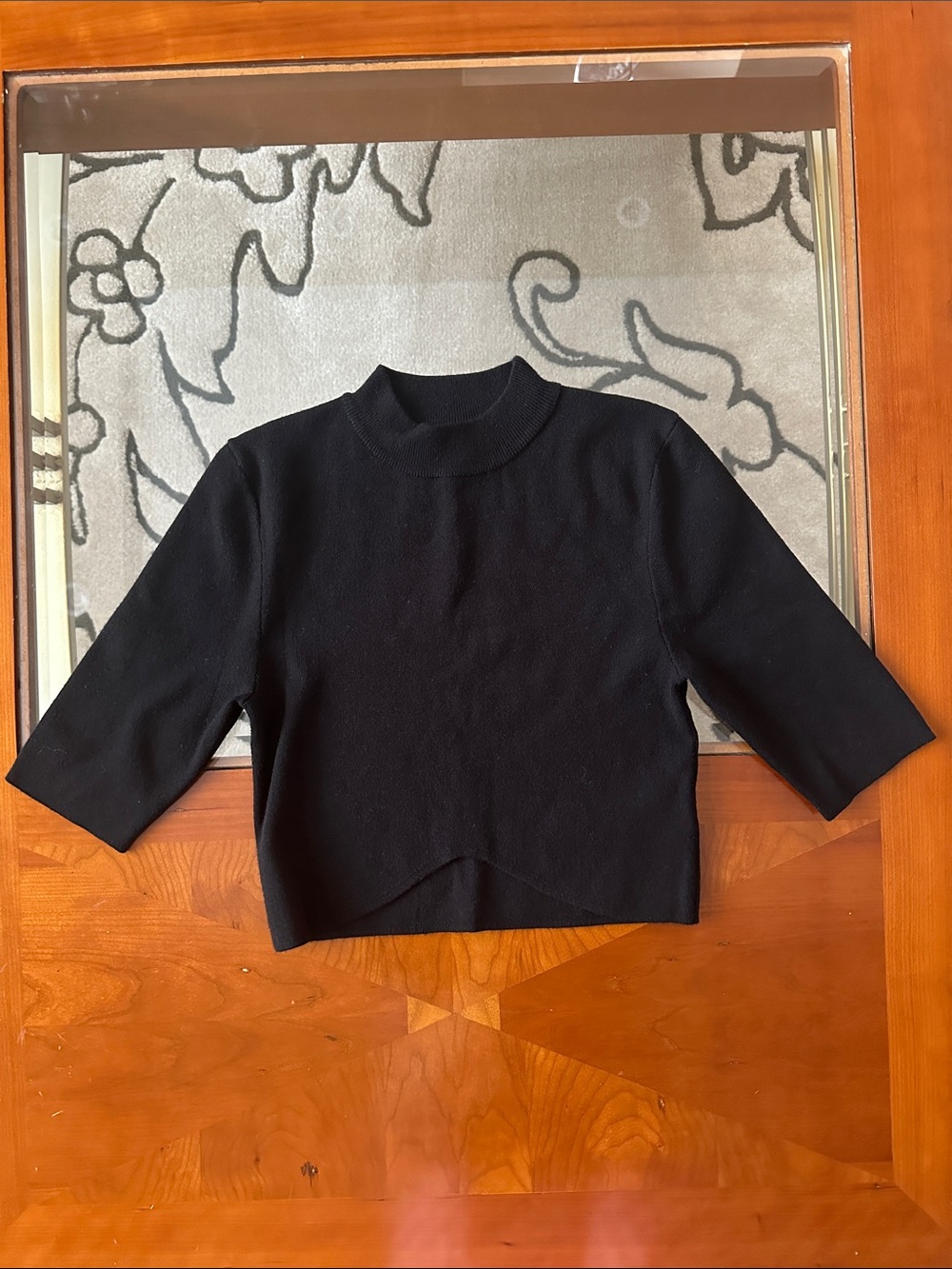 OAK + FORT Black Ribbed Knit Top